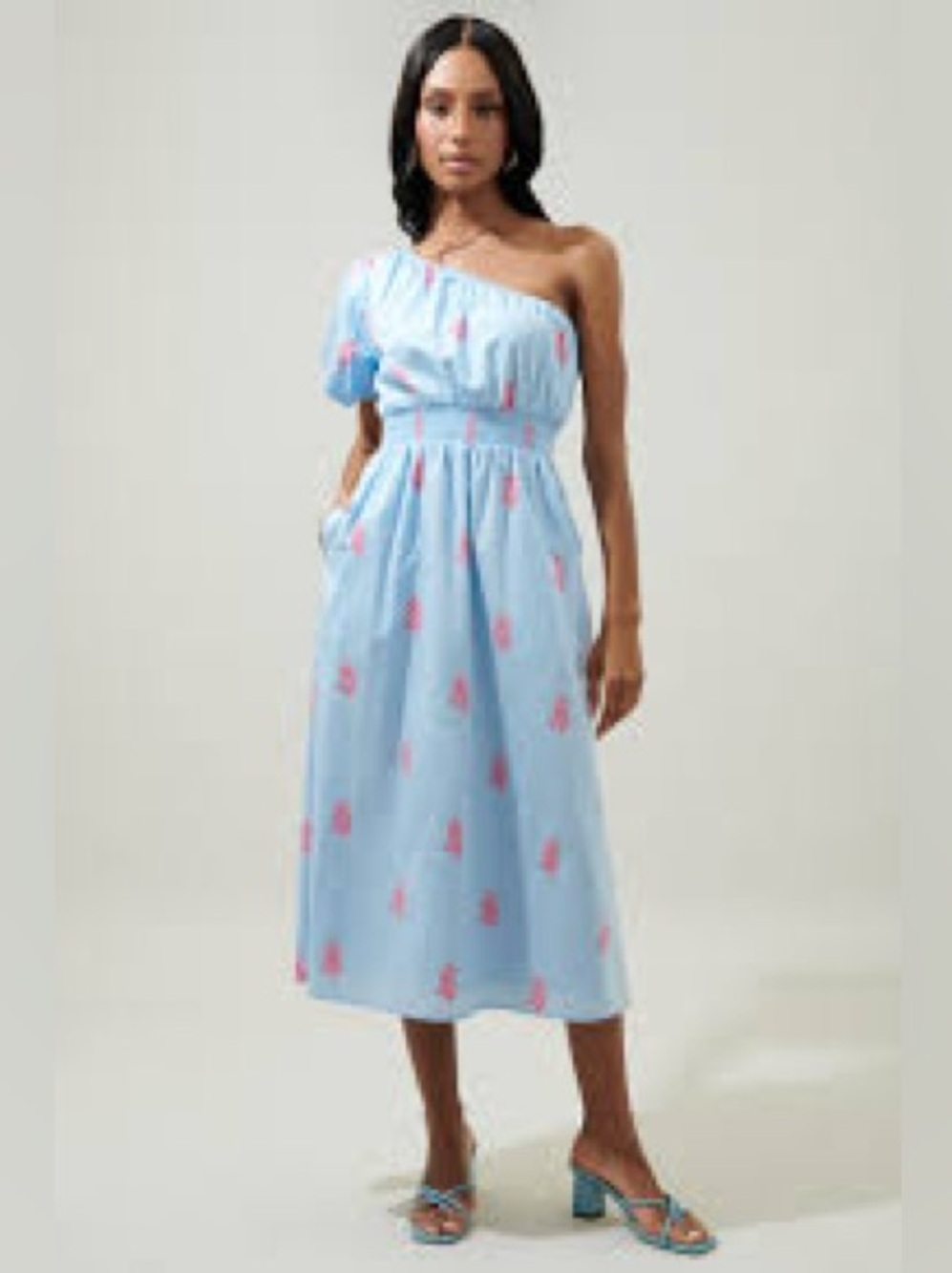 Sugarlips Gelato Floral Bridgette One Shoulder Midi Dress